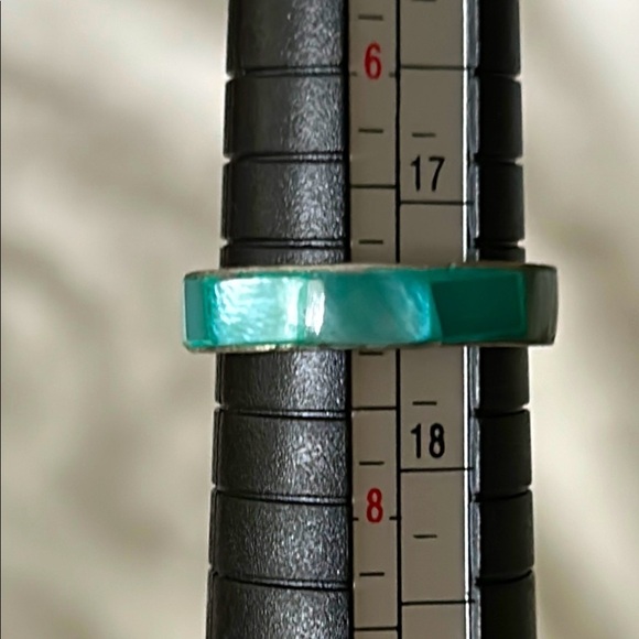 Turquoise Minimalist Band Ring Silver Size 7 - Picture 3 of 3